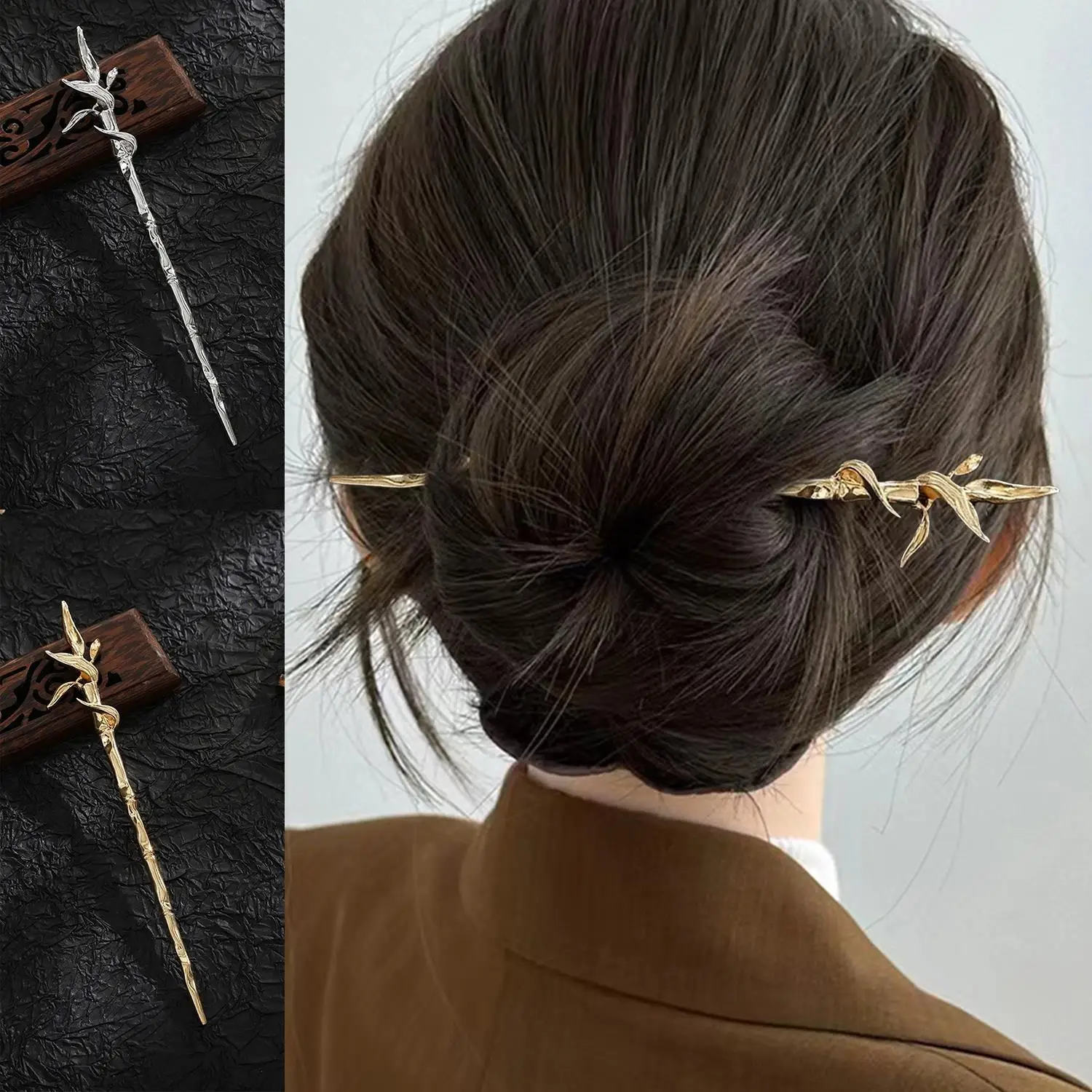 New Simple Metal Hair Sticks for Women Chinese Style Punk Hair Stick Accessories Vintage Chopstick Shaped Hairpins Jewelry Gifts