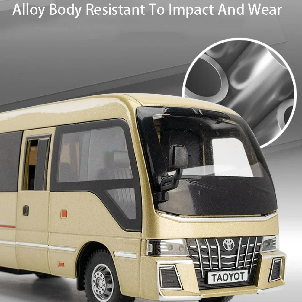 1:32 Untersetzer aus Metalldruckguss, Spielzeugautos, 3 Türen geöffnet, zurückziehbar, Ton, Licht, Simulation, Geschäftsfahrzeuge für Kindergeschenke