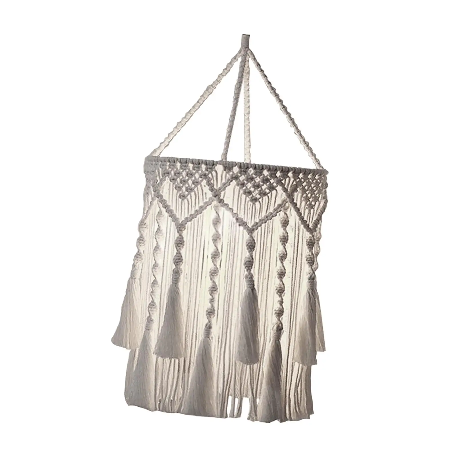 Macrame Lamp Shade Bohemian Hanging Pendant Light Cover Light Shade Fitting for Restaurant Nursery Women , Style A 30cmx75cm