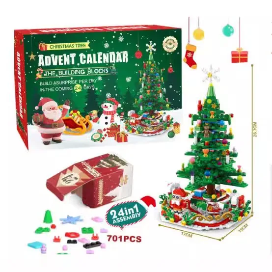 New Christmas 24 Advent Calendar Building Blocks Gift Box Kid Toys Particle Christmas Building Blocks Children Christmas Gift