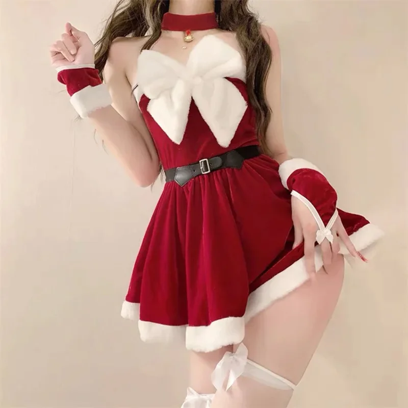 Sexy Kerstkostuums voor Vrouwen Kerstman Cosplay Vakantie Feest Prestatiekleding Verleidelijk Uniform Live Streaming Doek