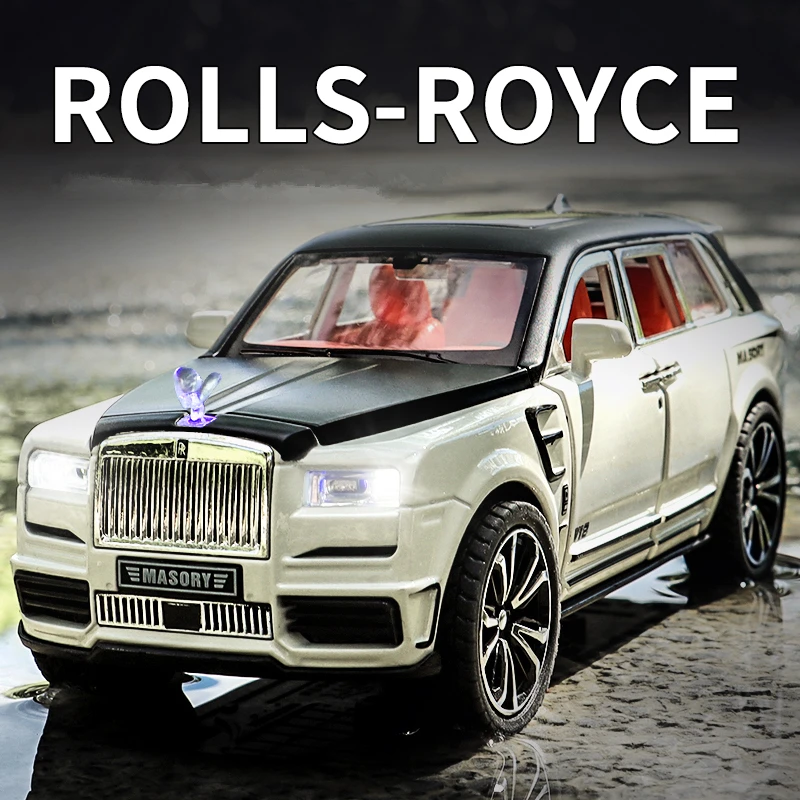 Modèle de voiture Rolls Royce Cullinan Masory SUV en alliage moulé sous pression, véhicules jouets, collection de modèles en métal, son et lumière,