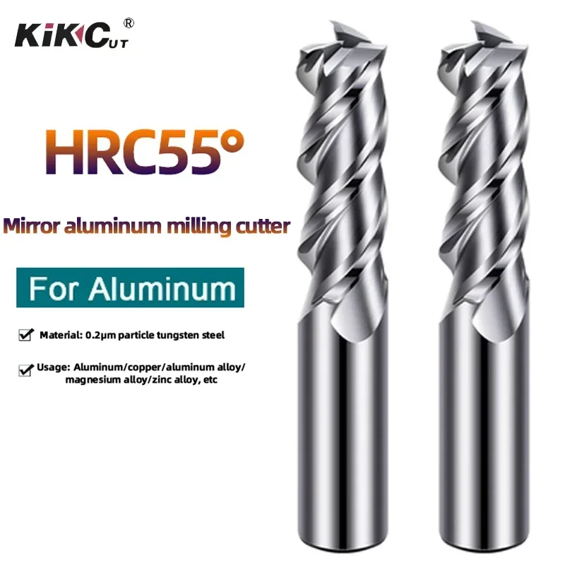 Carbide High-gloss Mirror Aluminum Milling Cutter Special  3 Flute Cnc Cuttting Tools End Mill 1mm~5mm
