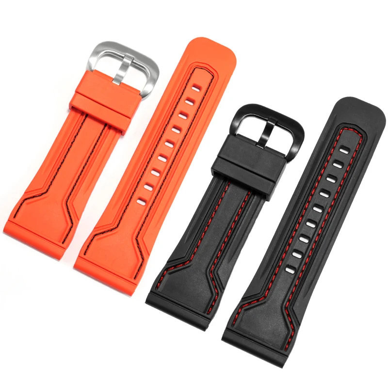 Flat Straight Interface Rubber Strap For Men's Substitute 7 Fridays Q1 M1 P3 Series Meedle Clasp Silicone Watch Strap 28mm