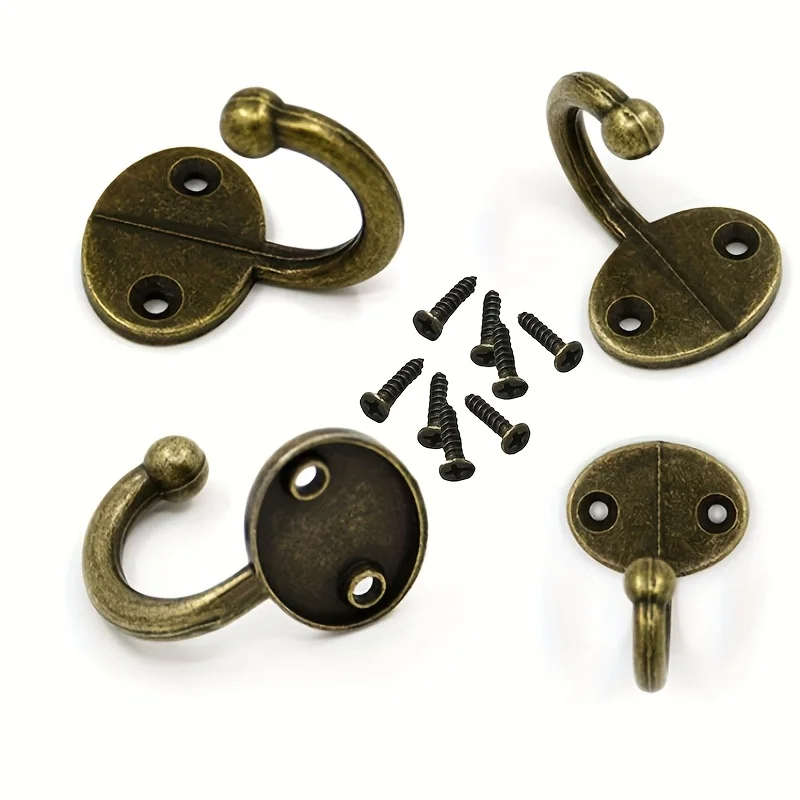 4 pieces of vintage coat hat hangers - wall door accessories - aluminum alloy - bronze color