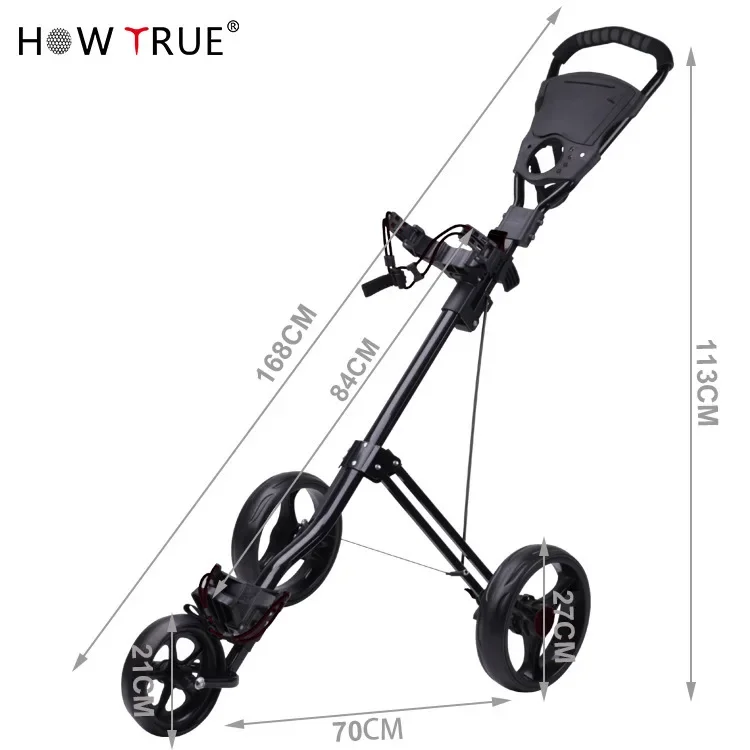 Golf Chartered Cart Trolley Portable Foldable Storage Tricycle Aluminum Cart Golf Course Supplies triangle More stable