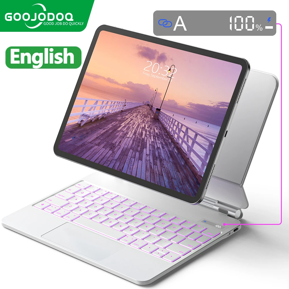 Teclado mágico display lcd multi-toque trackpad para ipad pro 11 pro 13 2024 m4 air 6 air 5 air 4 pro 12.9 teclado caso capa