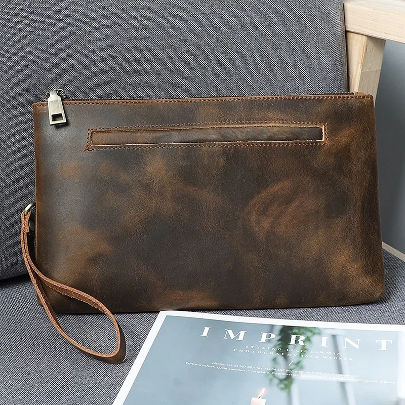 long-wallet-top-layer-cowhide-men's-handbag-mad-leather-travel-commuting-retro-coin-purse-leather-handheld-bag