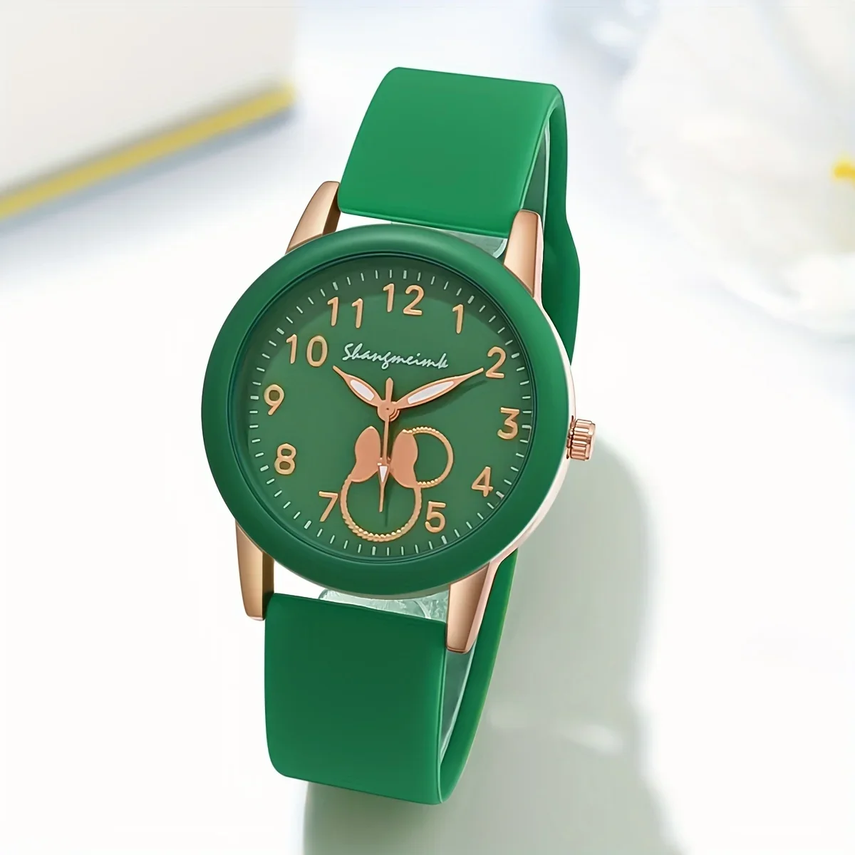 Jam Tangan Wanita Tali Silikon Warna Permen Modis Jam Tangan Kuarsa Anak Perempuan Penunjuk Bulat Kasual Reloj Mujer