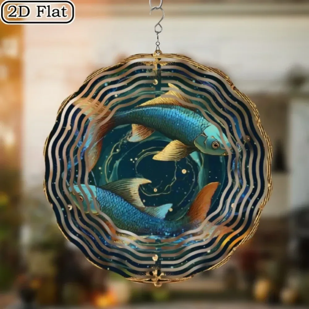 CIFBUY Metal Wind Chime Rotating Zodiac Pisces Starry Night Garden Art Patio Decor Outdoor Indoor Housewarming Gift