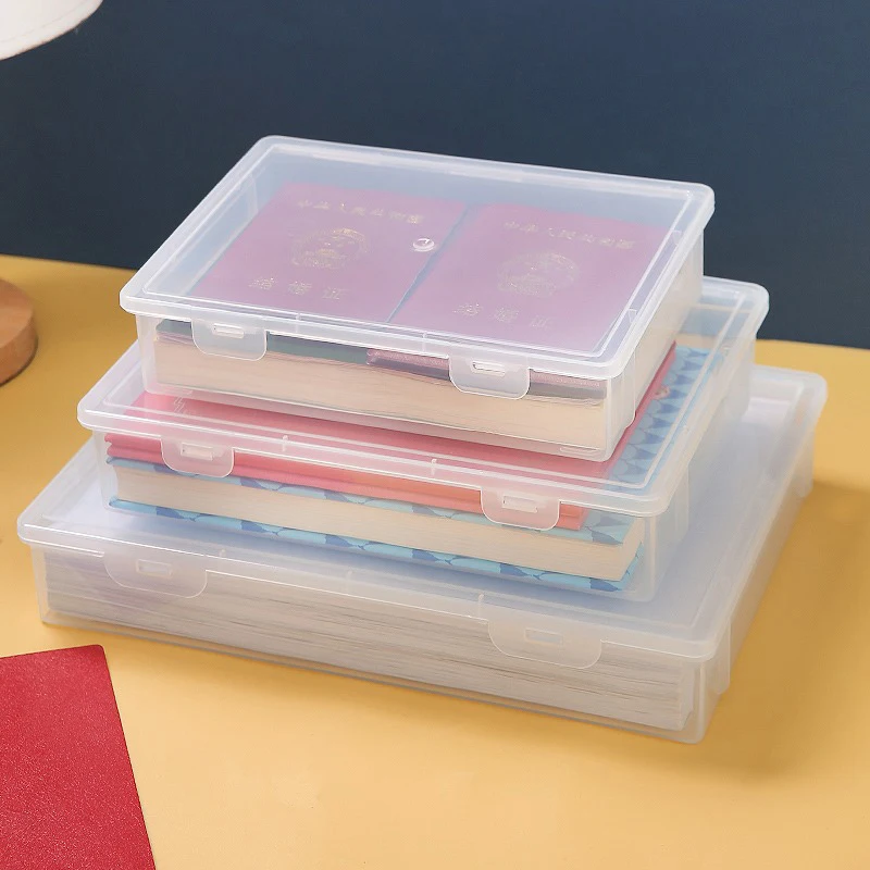 Plastic File Storage Box Organization Transparent Square Storage Box A4 Organization Box Desktop Dust-proof Storage Box