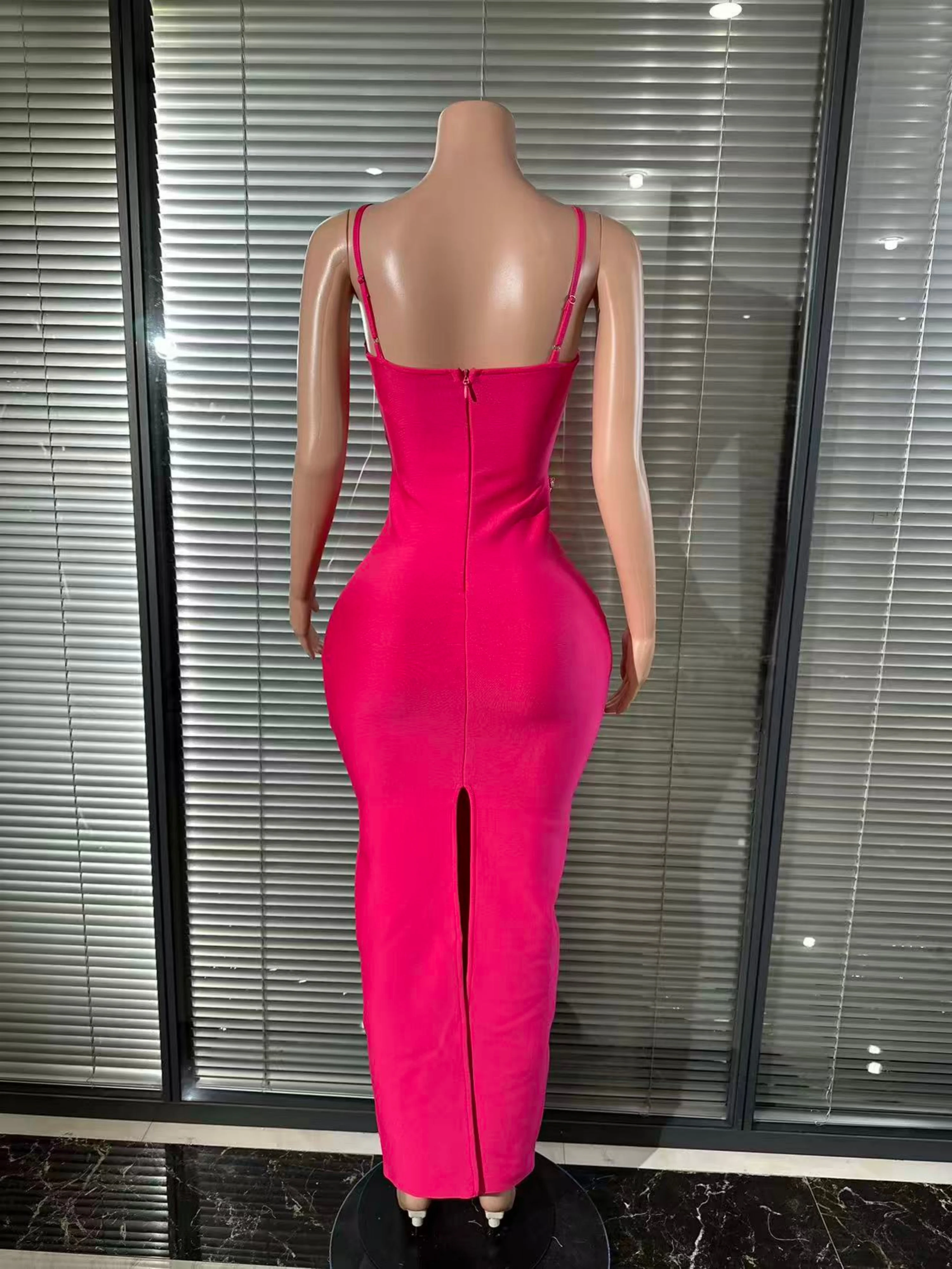 여성용 스트랩리스 컷아웃 반짝이는 크리스탈 장식 바디콘 섹시 파티 의상 공연 나이트클럽 우아한 정장 행사복