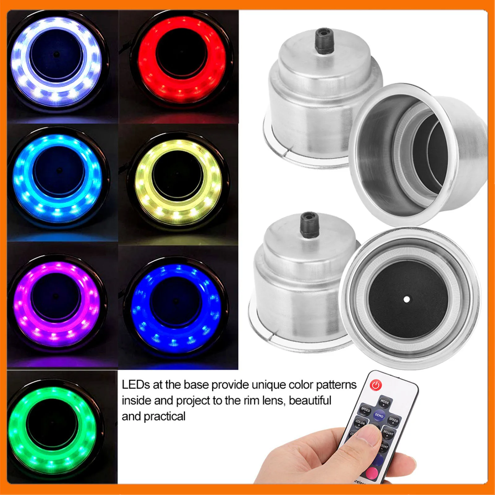 

RGB Cup Holder LED Drink Cup Holder 12V RGB LED Car Beverage Bottle Cup Holders with Remote Control for Marine RV Truck