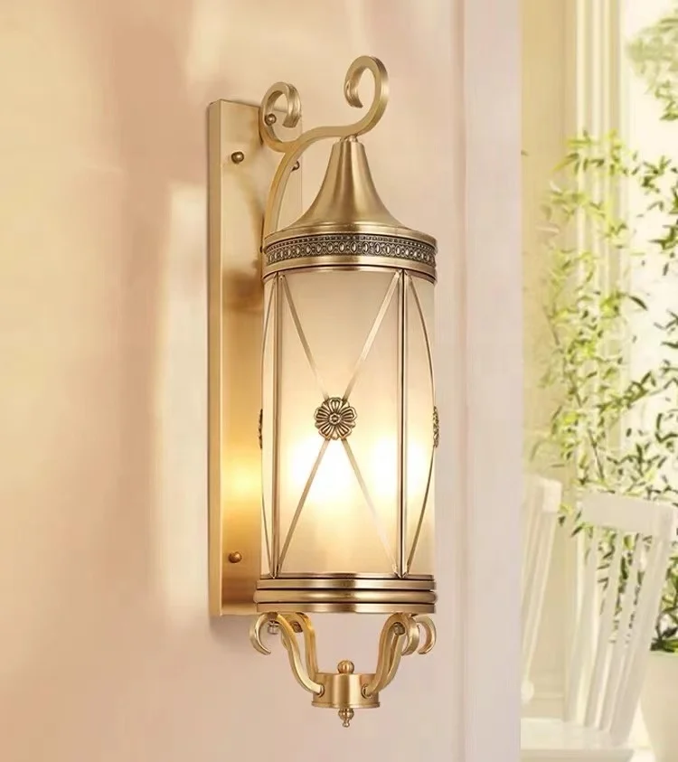 Luxury All Copper Outdoor Wall Lamp Waterproof and Rust Proof Villa Courtyard Entrance External Wall Lamp