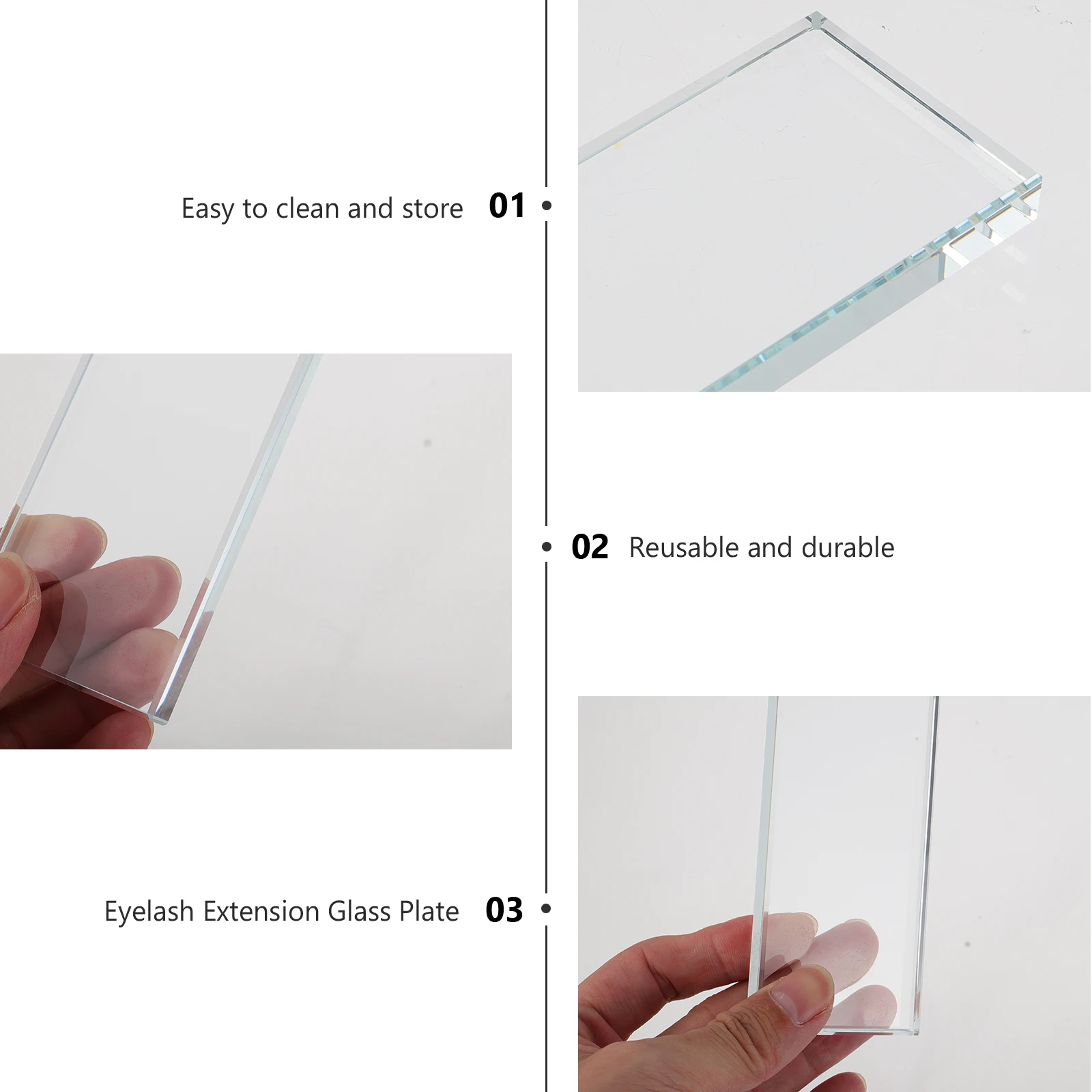 

Eyelash Glue Extension Glass Grafting Pad Rectangle Tool Beauty Salon Grafting Eyelash Supplies Home Use Clear Smooth Reusable