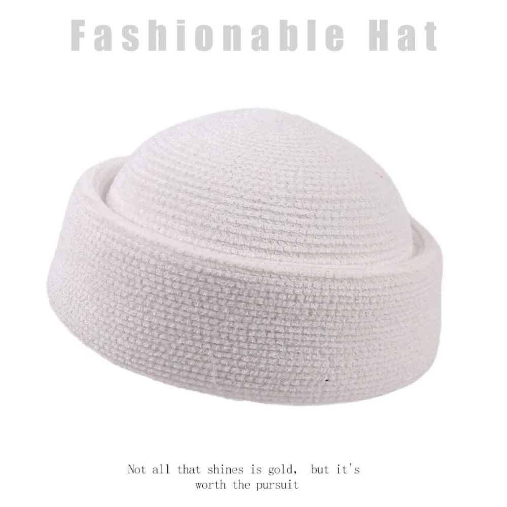 Vintage French Style Chenille Pillbox Hat Fedoras Elegant Fedora Hat Dome Teardrop Medicine Box Hat Banquet