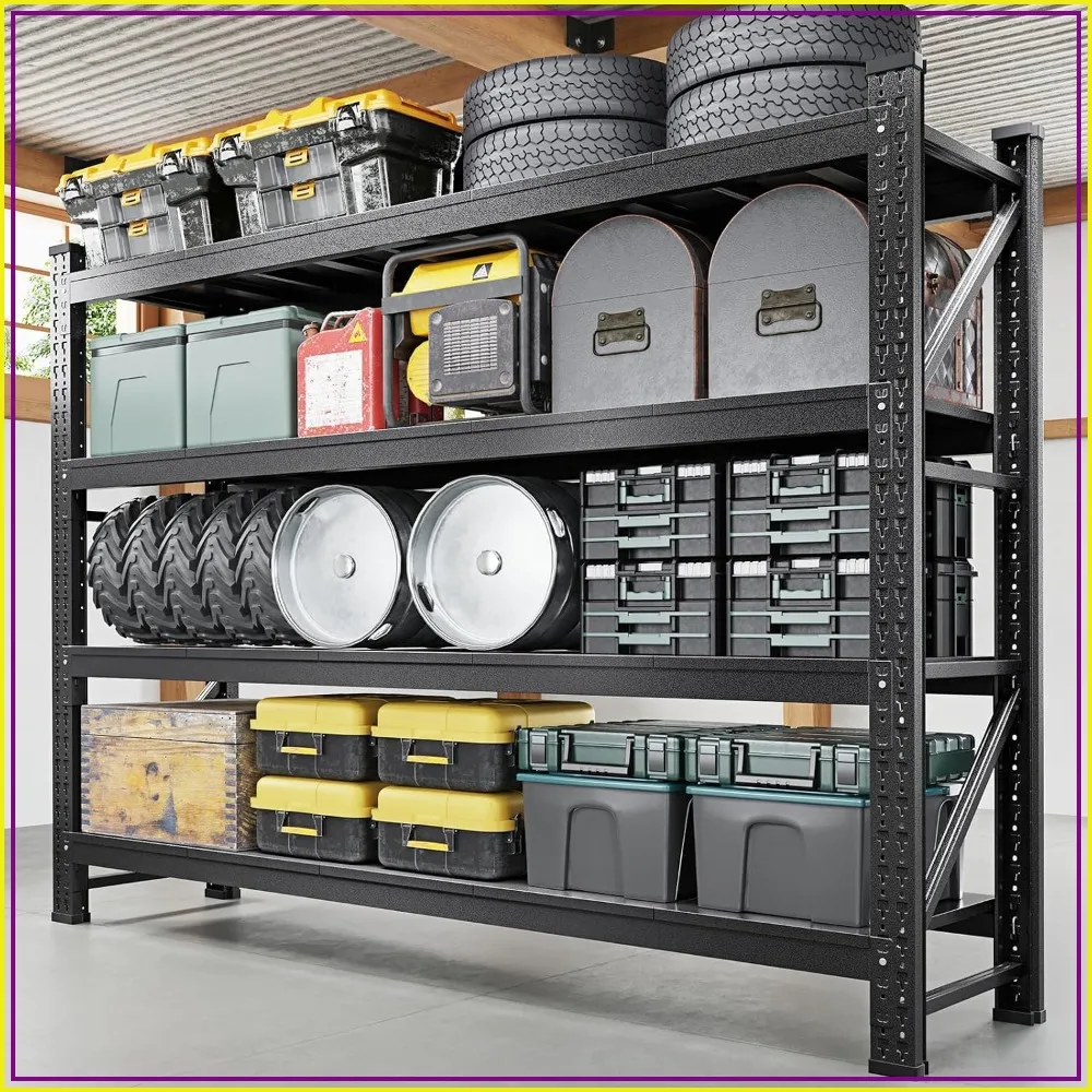 8000LBS Heavy Duty 4 Tier Metal Shelving 75x24x70 Adjustable Garage Rack