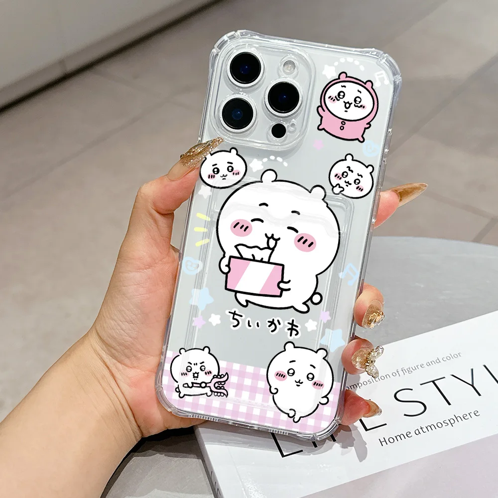 Cartoon Chiikawas Card Hold Case for Samsung Galaxy A17 A07 A56 A36 A26 A55 A35 A06 A24 A14 A54 A15 A05S A25 A34 A23 4G 5G Cover
