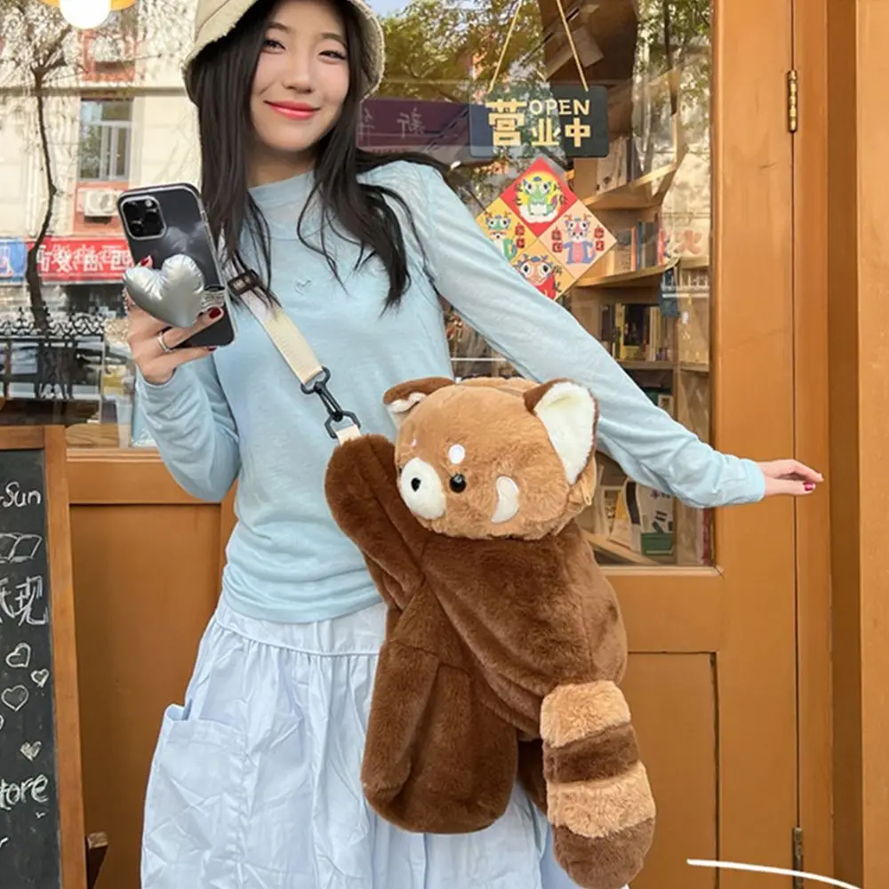 

Soft Plush Toy Raccoon Doll Crossbody Bag Plush Large Capacity Children School Bag JK Lolita Doll Animal Shoulder Bag Outdoor