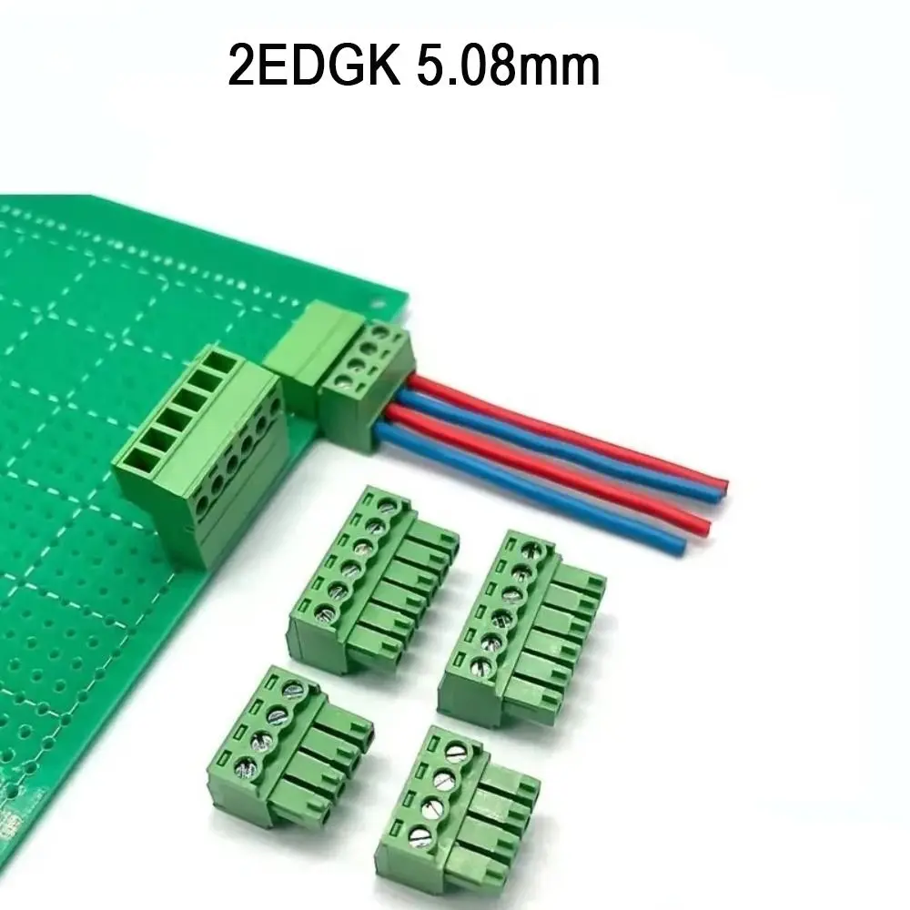 10Sets 2EDG-5.08mm PCB Terminal Block Vertical Plug Straight Style Wire Terminal Connector 2-6P Right Angle