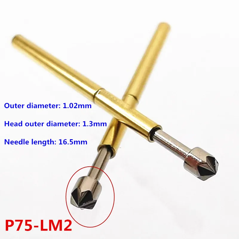 100PCS/pack P75-LM2 Spring Test Probe Needle Tube Outer Diameter 1.02mm Total Length 16.5mm PCB Pogo Pin