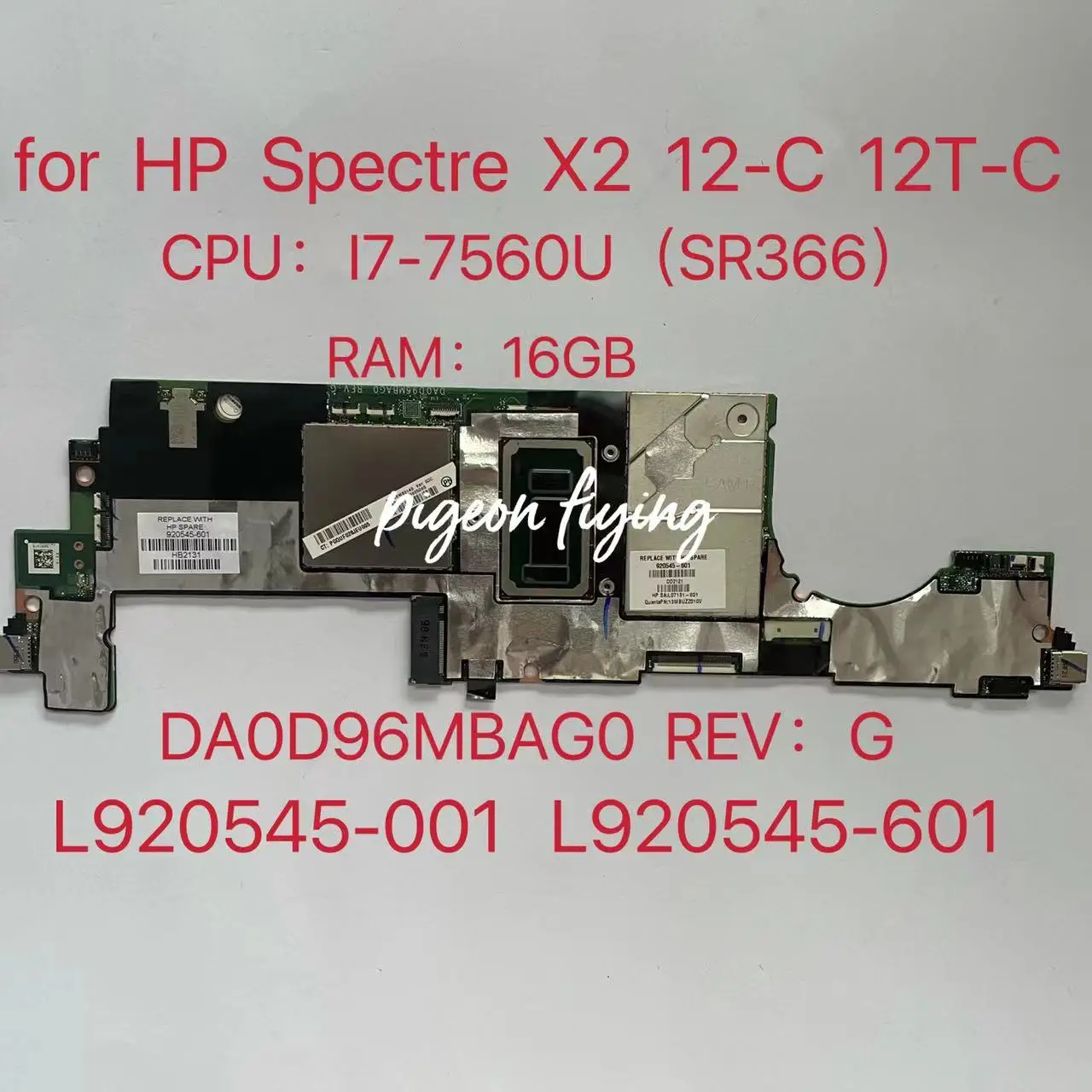 For HP Spectre X2 12-C 12T-C  Laptop Motherboard Intel Core I7-7560U CPU 16GB RAM Motherboard 920545-001 920545-601 DA0D96MBAG0