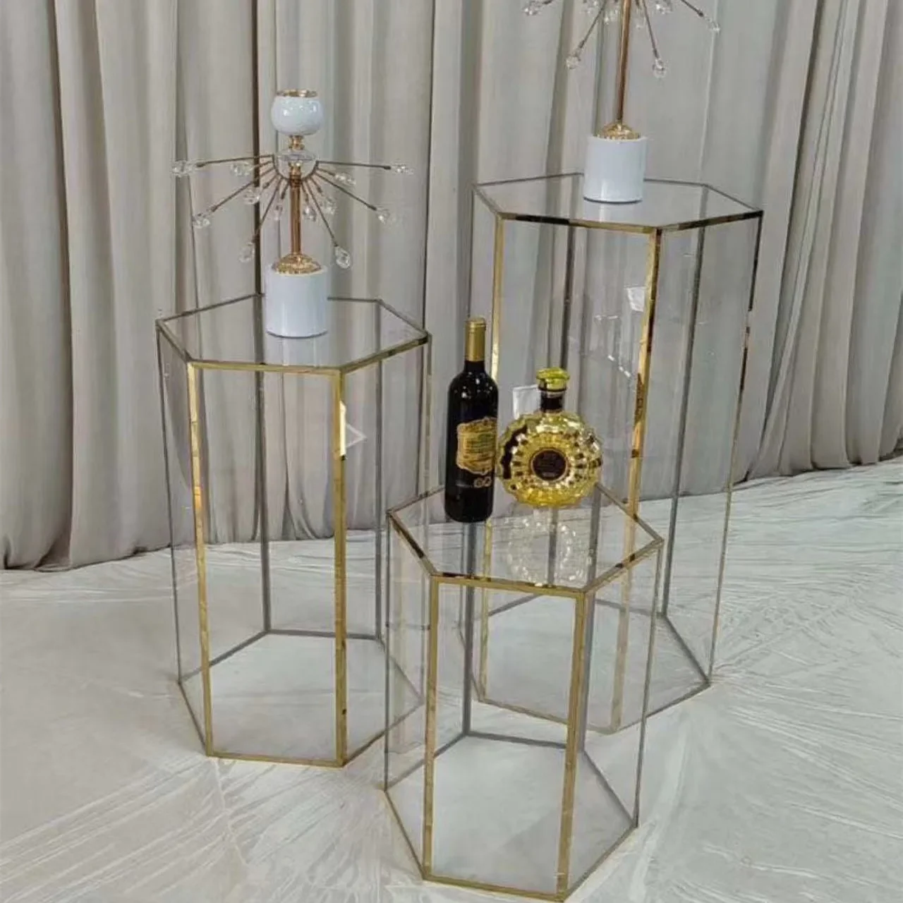 Acrylic Plinths Cylinder Cake Hexagon Display Stand Other Wedding Balloons Event Decoration Centerpieces Supplies Decorations