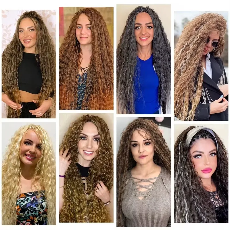 Onda Profunda Crochet Extensão do Cabelo, cabelo extra longo, Ombre Cor, torção profunda, 100 Presente Premium Material, 26"