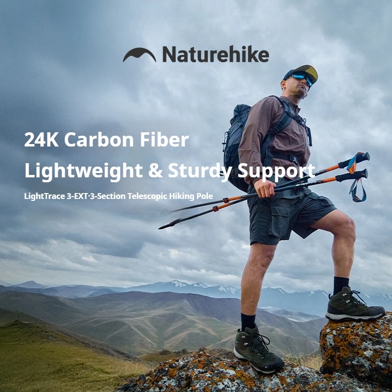 

Naturehike унисекс, уличная сверхлегкая телескопическая треккинговая палка из углеродного волокна, прочная поддержка, система блокировки из алюминиевого сплава
