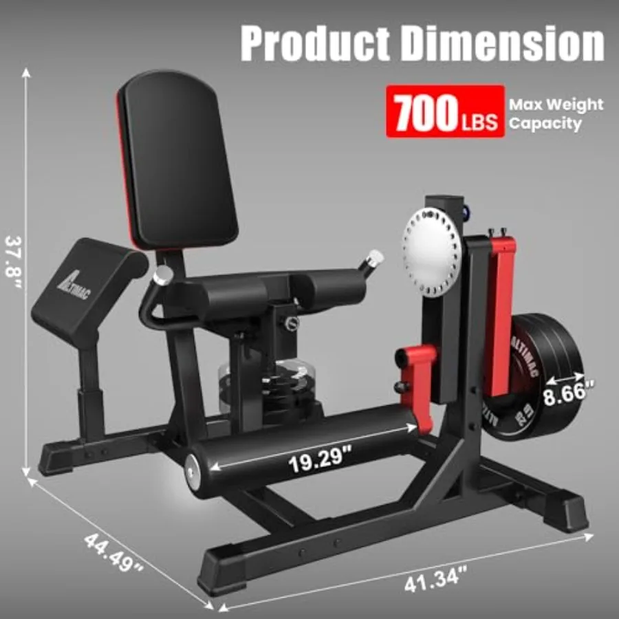 آلة تمديد وتجعيد الساق لتمديد الساق في صالة الألعاب الرياضية المنزلية وآلة تجعيد العضلة ذات الرأسين مع مقعد قابل للتعديل ومسند الظهر