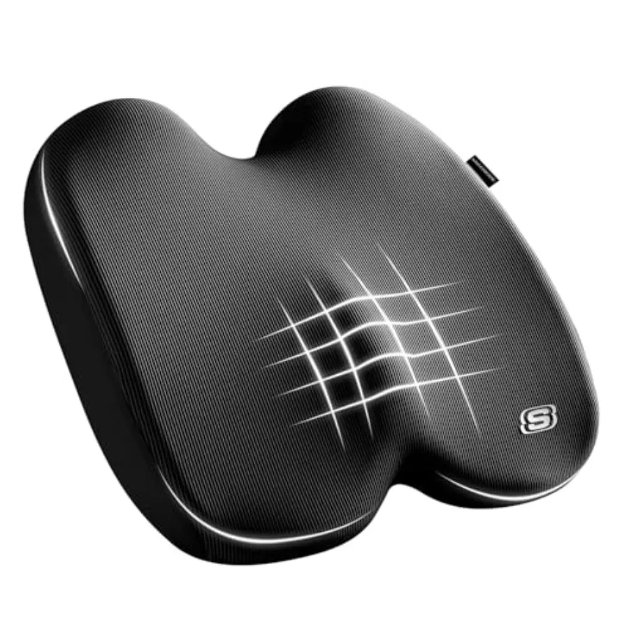 Seat Cushion, Ergonomic Memory Foam Cushion for Long Sitting Hours on Office and Home Chair, Car Seat Cushion for Sciatica, Coc