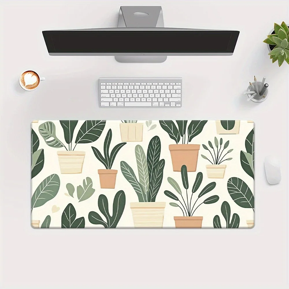 

Green pot plant pattern design, anti-slip base, work area decoration, mousepad profissional escritorio accesorios