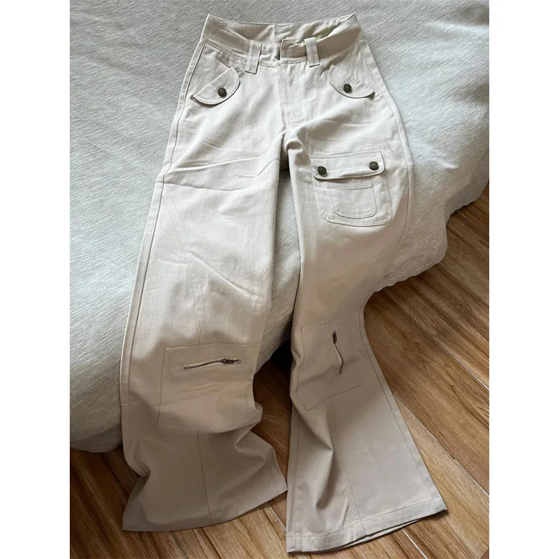 Female Workwearmicro Flared Jeans Spring Autumn Ladies High Waist Straight Leg Denim Pants American Women Casual Cowboy Trousers