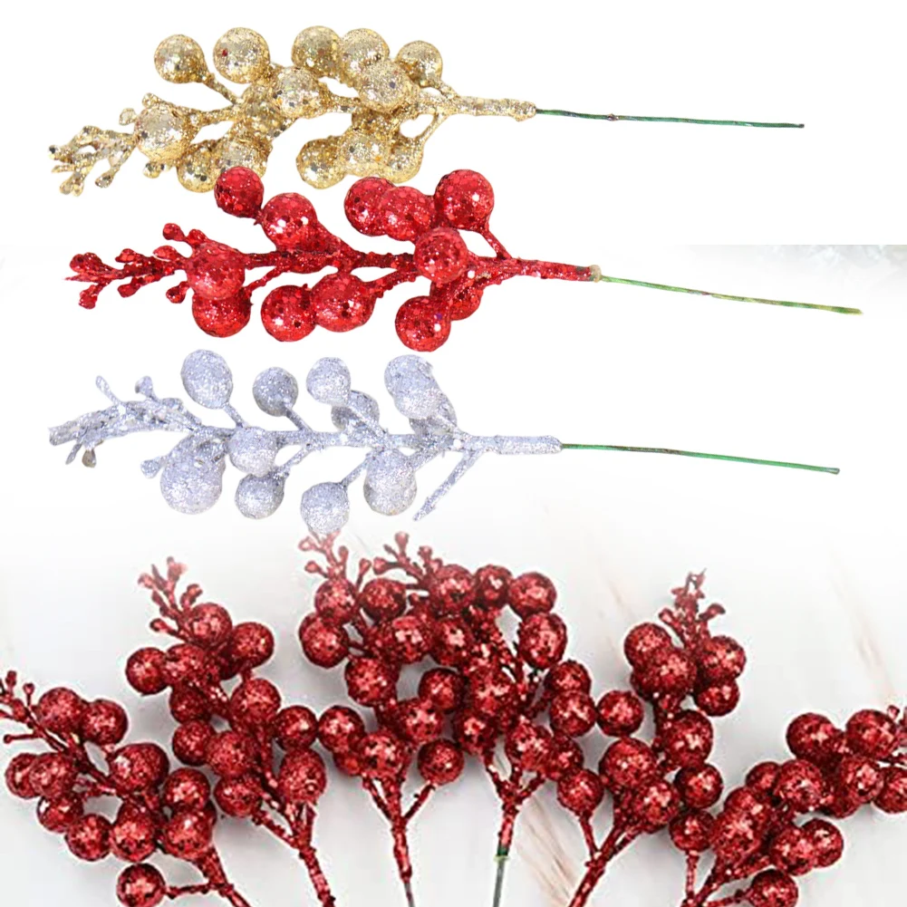 تعزيز أجواء احتفالية 0.6 بوصة التوت عيد الميلاد بريق التوت الجذعية فوانيس داخلية توت اصطناعي رائعتين #6