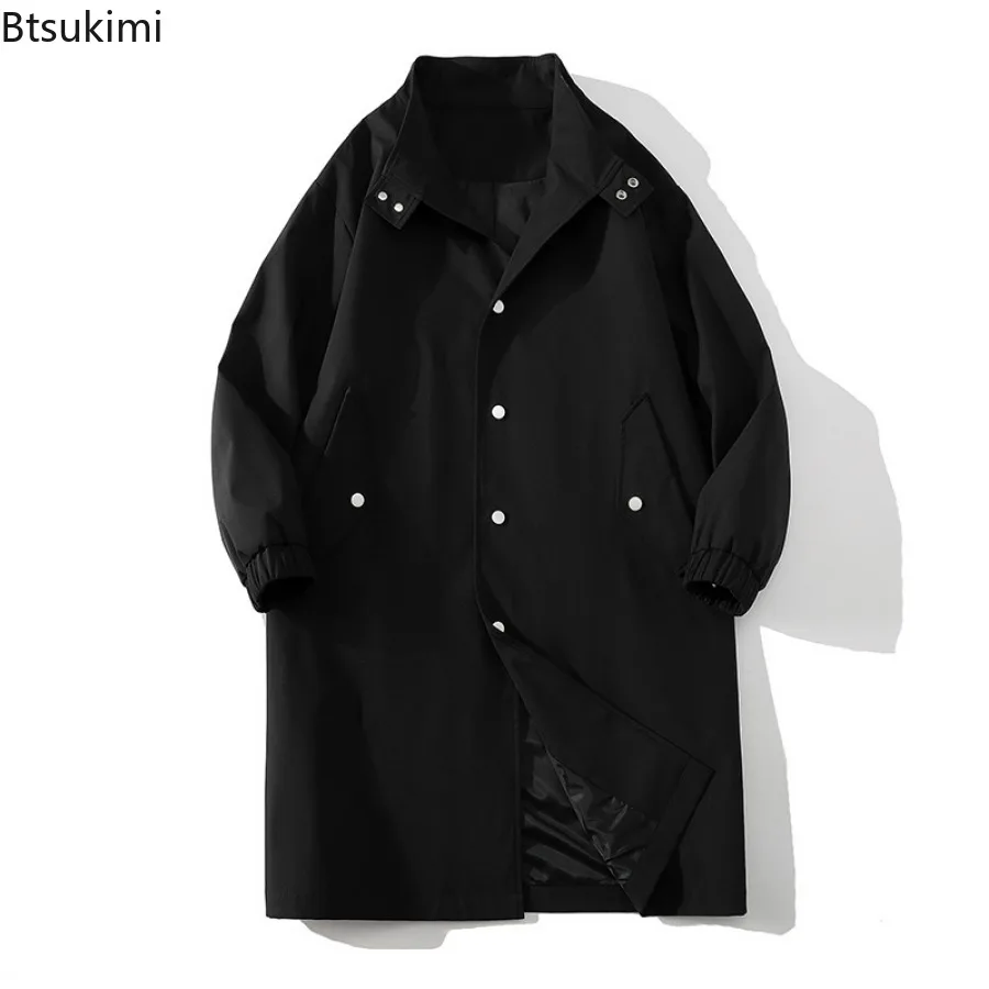 2025 Men's Autumn New Trench Coats England Style Trend Streetwear Looss Casual Mid-length Jackets Single Breasted Cardigan Coats