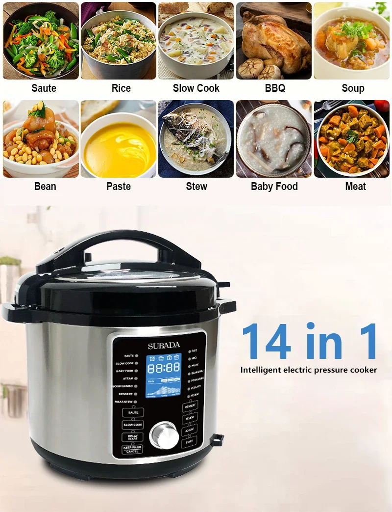 Smart Multi Functional High Quality Commercial Household Electric Pressure Cooker Stainless Steel Housing 6L Rice Cooker