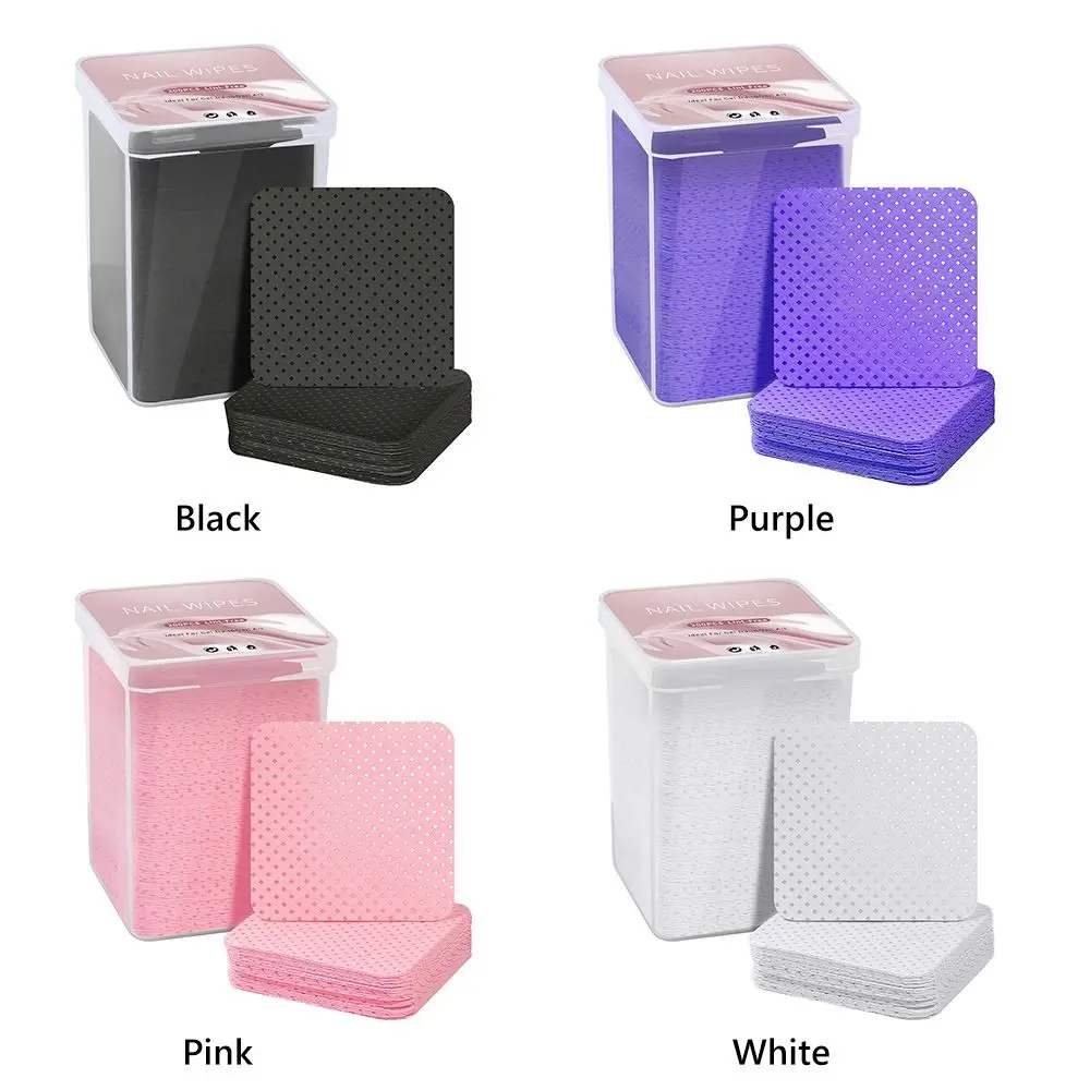 200PCS/Box Multicolor Nail Art Cleaning Cotton Pads Lint-free Sqaure Lash Glue Cleaning Pads Cleaning Tools Nail Wipes Salon Use