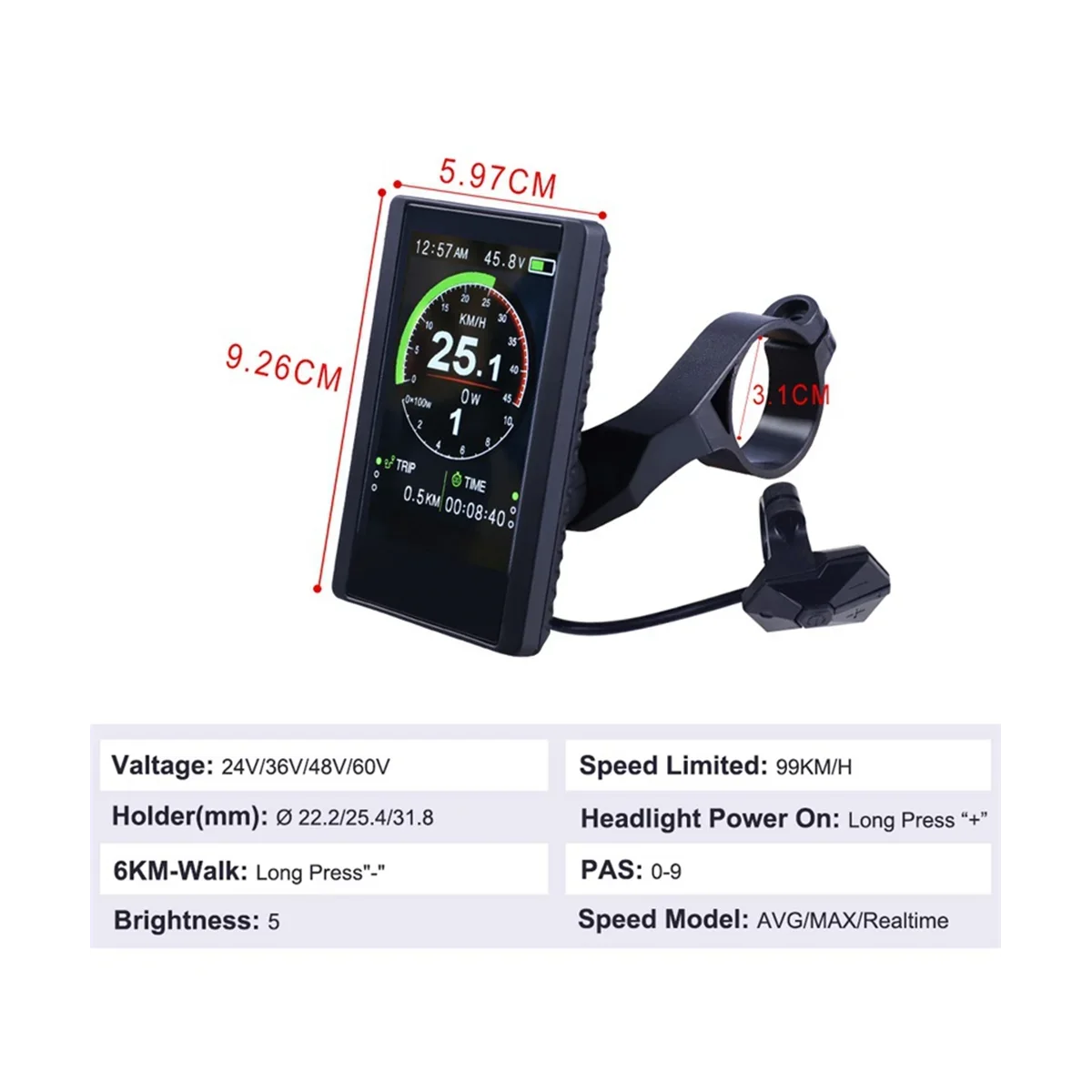 B-M New Colorful Screen Display P850C Speedometer with 9-Level Assist for Bafang Electric Bicycle BBS01B BBS02B BBSHD