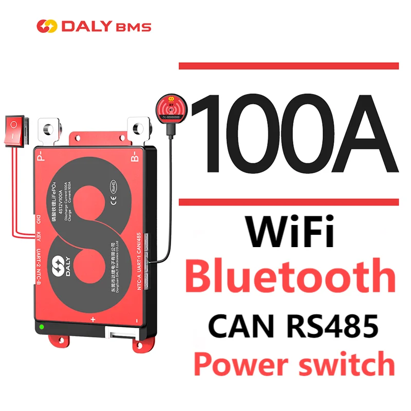 

DALYBMS 2024New Vesion WiFi Bluetooth CAN RS485 100A battery for lithium lifepo4 battery pack with balancer protect discharge