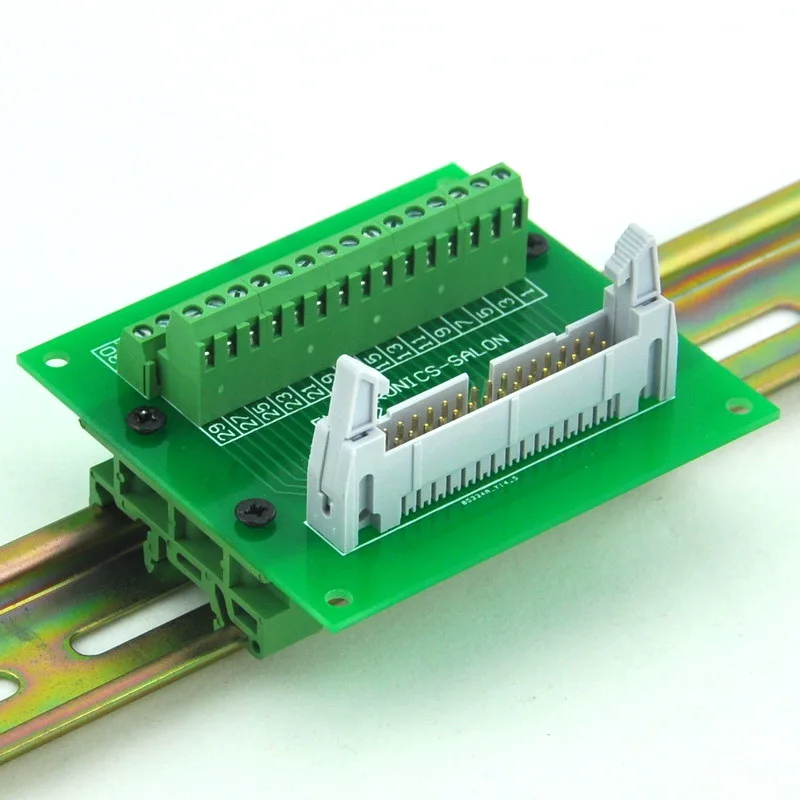 ELECTRONICS-SALON IDC30 Header Interface Module with Simple DIN Rail Mounting feet.