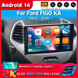 Android 14 Carplay For Ford FIGO KA 2015 2016 2017 2018 2019 2020 Multimedia Car Radio Video Player GPS Stereo 2din Head Unit