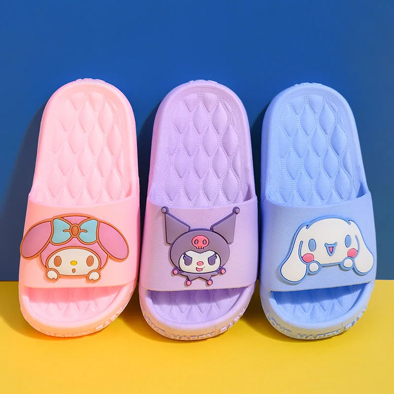 Kuromi Girls' Slippers Princess Indoor Cute Cartoon Cinnamoroll Bathing Non slip Soft Bottom Little Girl Baby Cool Slippers