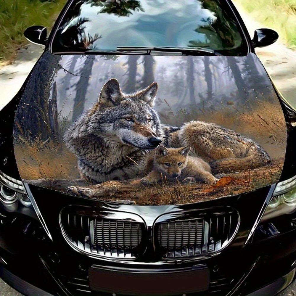 

Big Wolf And Little Wolf Car Hood Decal - Durable Vinyl Wrap Sticker With, Fits Most Vehicles, High-Quality Outdoor Vinyl Materi