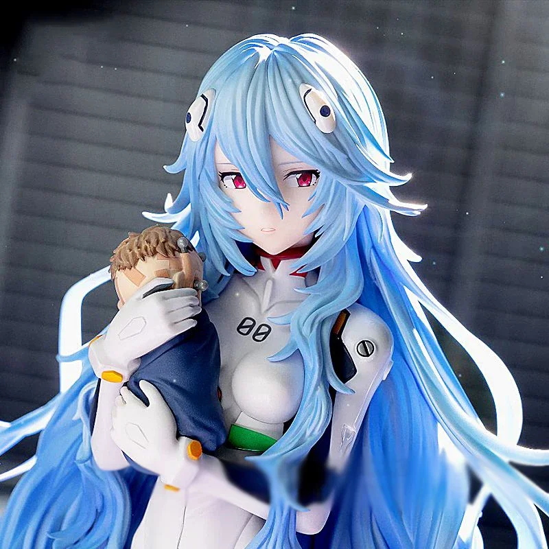 Anime rei estatueta néon genesis evangelion figura cabelo longo rei ayanami figuras eva sentado modelo 15cm pvc coletive decoração brinquedos