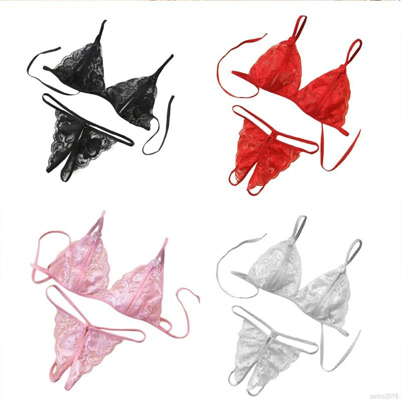 Women Sexy Lingerie Lace Bra Set Ruffle Transparent Underwear Hot Erotic Lingerie Set Push Up Bra With Panty Set Red Briefs Sets