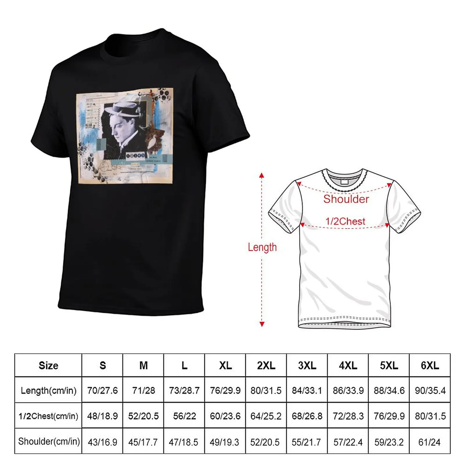 Strong Buster Keaton Collage T-Shirt Industrial Work Tee Shirt