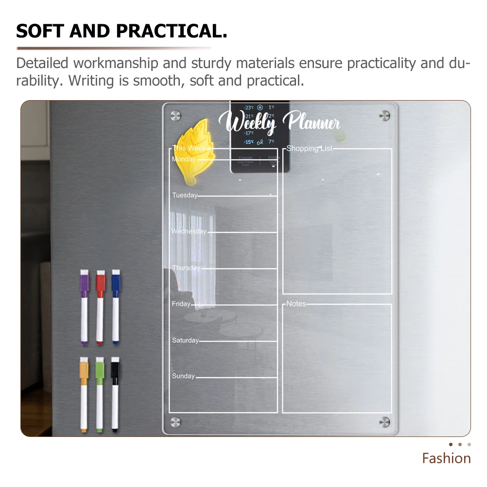 Imagem -05 - Geladeira Calendário Magnético Planejador Semanal Reutilizável Apagar Seco Programação Transparente Menu Gadgets