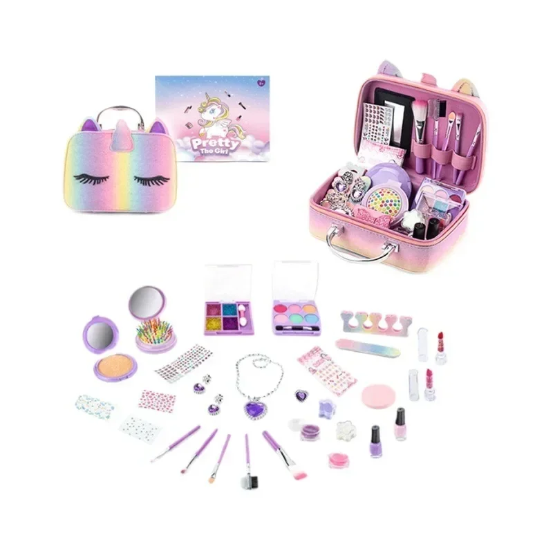Kosmetik Spielzeug Set Kinder Make-Up Set Sicher Waschbar Prinzessin Schönheit Pretend Spielen Spielzeug Set Tasche Nagellack Echt Make-Up Kit