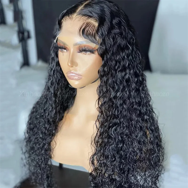 Perruque Lace Front Wig bouclée crépue noire naturelle pour femme, sans colle, densité 180, cheveux de bébé doux, longue, préplumée, degré de chaleur, 24 pouces, 03/3