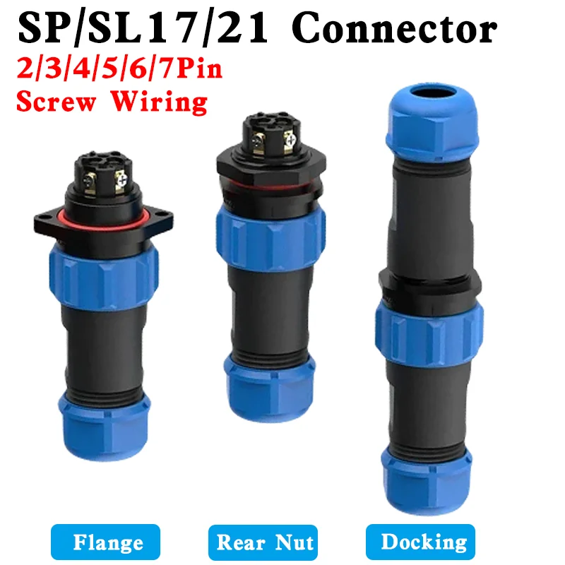 

5/10/100 Sets SL21 Waterproof IP68 SP16 SP17 SP20 SP21 Screw Wiring Connector Solderless Industrial Plug 2P 3P 4P 5P 6P 7Pin